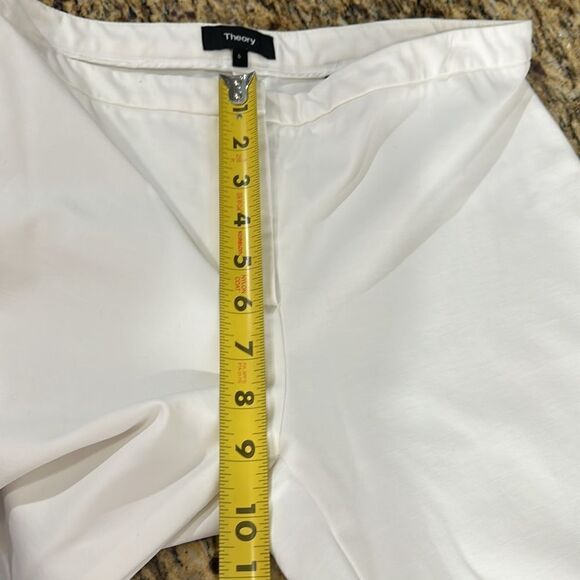 Theory White Cotton Blend Mid Rise Tapered Leg Pants Size 6 - Picture 9 of 9